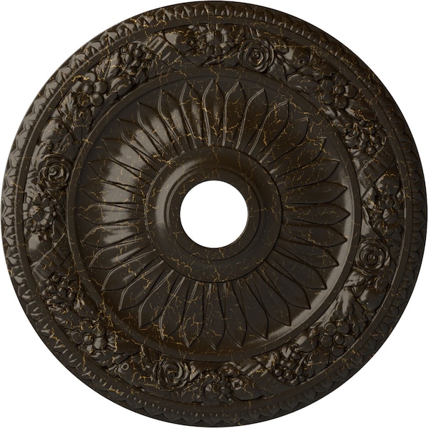 Ekena Millwork Bellona Medallion (Canopies up to 3 5/8"), 23 5/8"OD x 3 5/8"ID x 1 1/8"P, Stone Hearth Crackle CM23BESHC - main